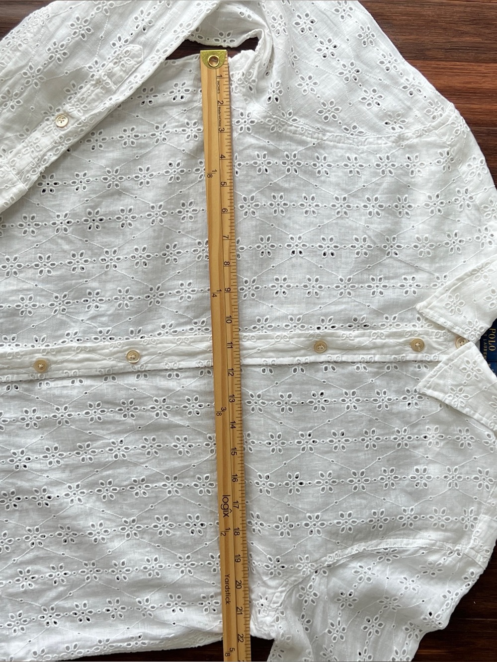 Beautiful Polo Ralph Lauren White 100% Linen Eyelet Blouse Top Button Up Medium - Picture 6 of 12